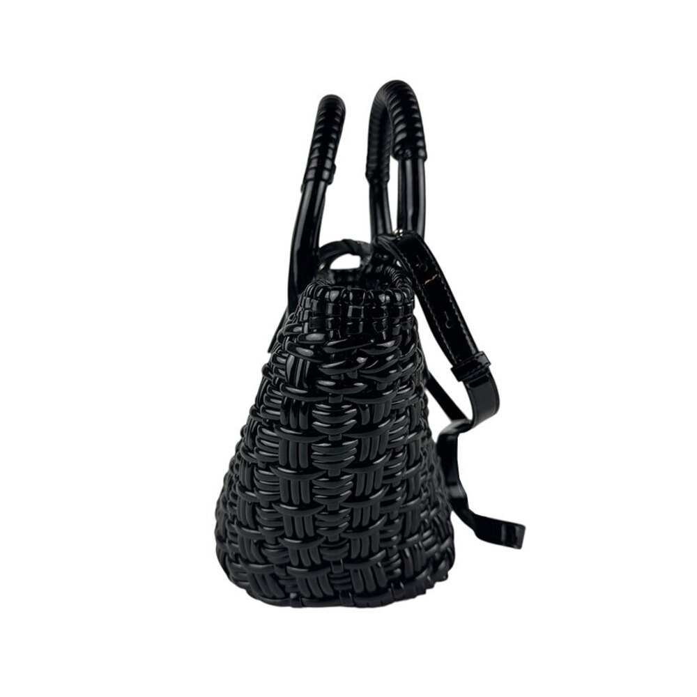 Balenciaga Bistro XS Basket Shoulder Bag Polyurethane Polyester Black Silver - Picture 2 of 4